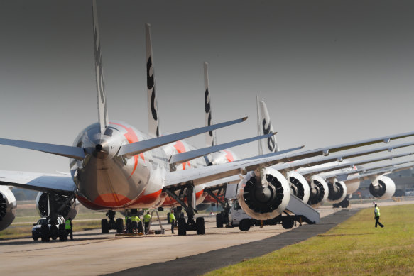 Planes have been grounded at airports around Australia due to travel bans and border closures.