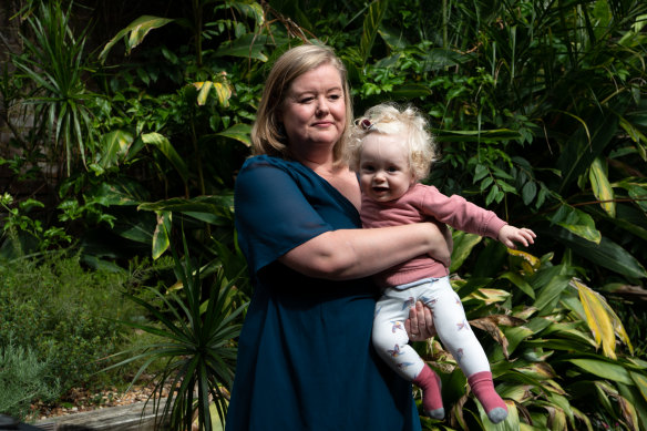 Elly Baxter with her son Kit, 10 months, who was booked into the RPA birth centre but later transferred to hospital.