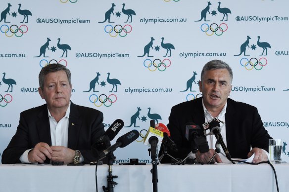 Australian Olympic Committee Chief Executive Matt Carroll, left, and AOC Chef de Mission Ian Chesterman.
