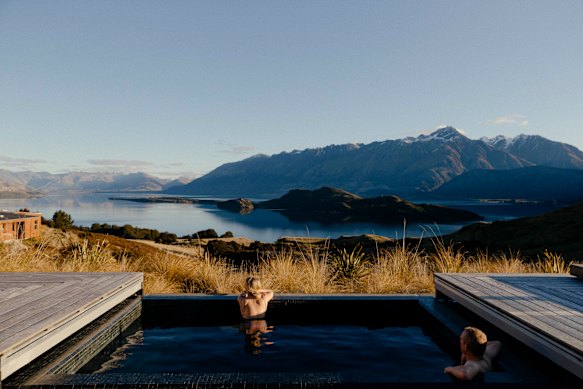 A hot tub at Aro Hā. 