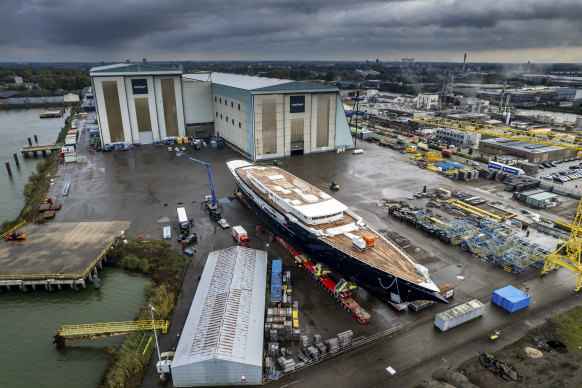 The megayacht being built in Zwijndrecht, near Rotterdam.