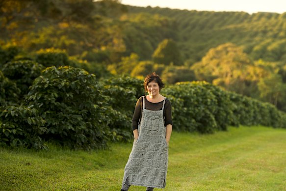 Coffee grower Rebecca Zentveld on her property near Byron Bay. 