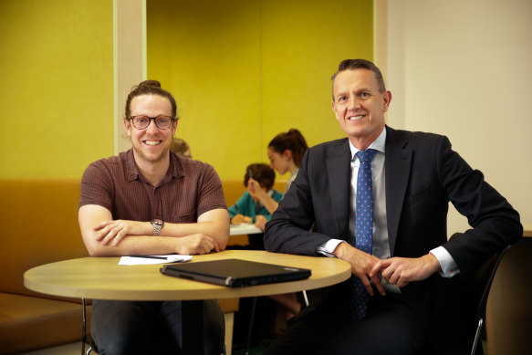 Prahran High principal Nathan Chisholm (right) and maths teacher Steven Goldberg, who designed their own maths curriculum.