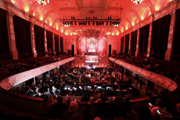 A view of the Labour celebrations on Saturday evening.