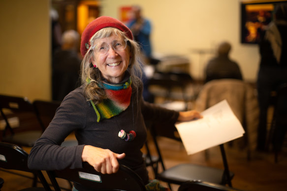 Choir master Libby Barry during practice at Trades Hall.