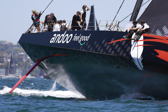 Andoo Comanche during an eventful Sydney to Hobart start on Boxing Day.