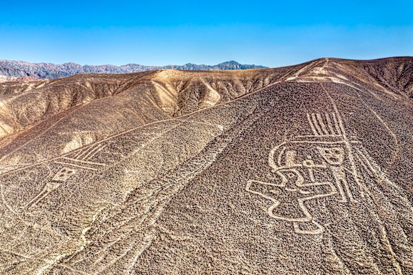 Aerial view of Palpa Geoglyphs, a UNESCO World Heritage site in Peru.