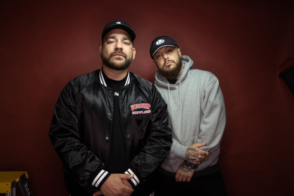Dallas Woods and Nooky of 3%, who will be joined by Angus Field to perform at Barangaroo.