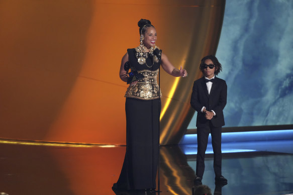Alicia Keys accepts the Dr. Dre Global Impact Award.