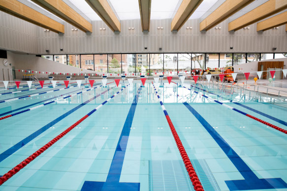 The indoor pool has a moveable floor that can be lowered to a depth of two metres.