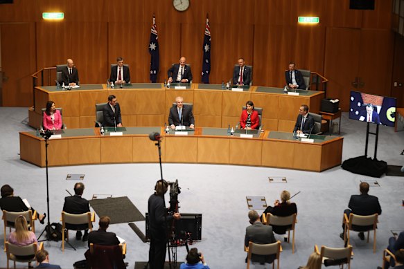 A meeeting of national cabinet in 2020 during the COVID pandemic.