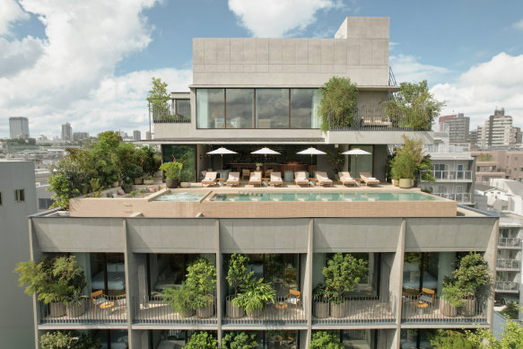 Trunk Hotel (Yoyogi Park) Tokyo has flourishing greenery on balconies and faces one of the city’s largest parks.