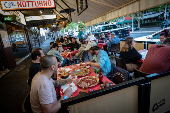 Melburnians flocked to ailing Lygon Street after restrictions were eased on the weekend.