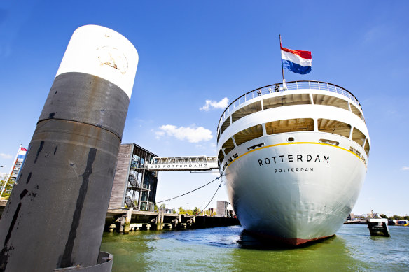 Designer beauty ... the rounded stern of the SS Rotterdam.