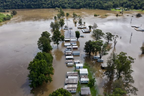 Flooding in Cumberland Reach along the Hawkesbury River on Friday.