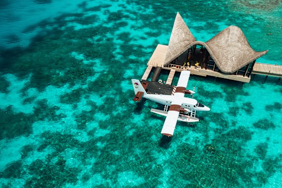 Joali’s stylish design also accommodates arrival by seaplane. 