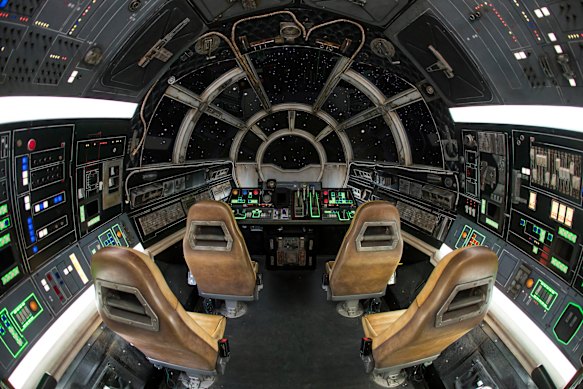Inside Millennium Falcon: Smugglers Run at Star Wars: Galaxy’s Edge – the fastest spaceship in the galaxy.