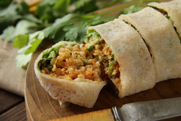 Fresh, healthy food, like popiah spring rolls, is readily available.