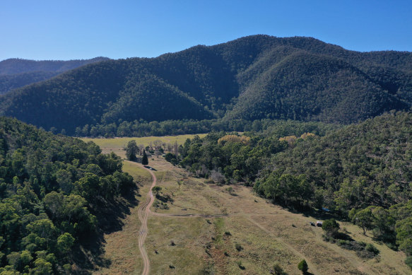 An aerial view of the Wonnangatta Valley.