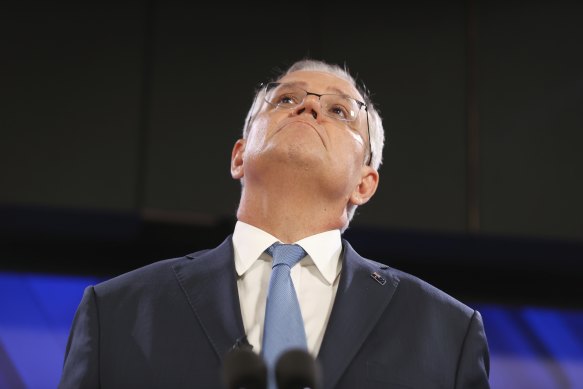 Prime Minister Scott Morrison during his address to the National Press Club of Australia in Canberra on Tuesday.