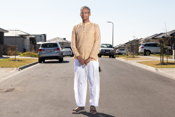 Vinu Shankar Ganesun in the middle of his Wyndham Vale street.