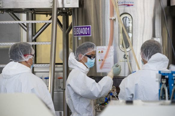 Scientists at CSL’s Parkville vaccination  facility.