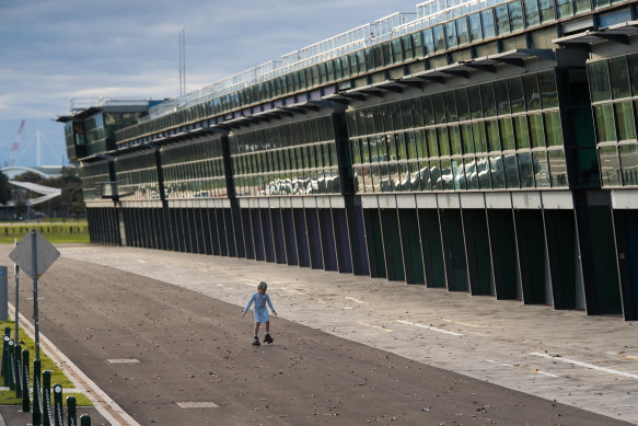 Albert Park on Tuesday after the announcement of the cancellation.
