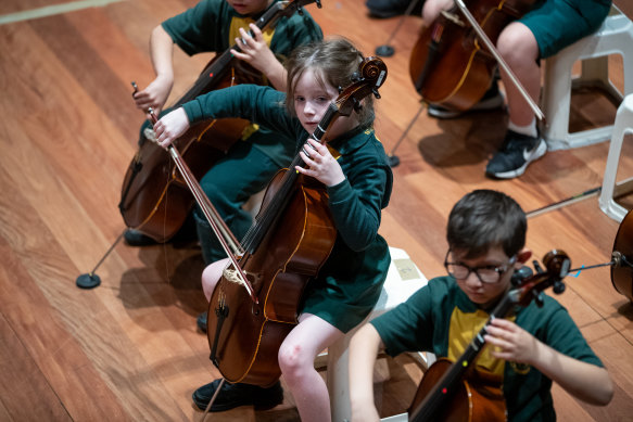 Pupils from St Marys North Public School perform with the Australian Chamber Orchestra for their family and friends.