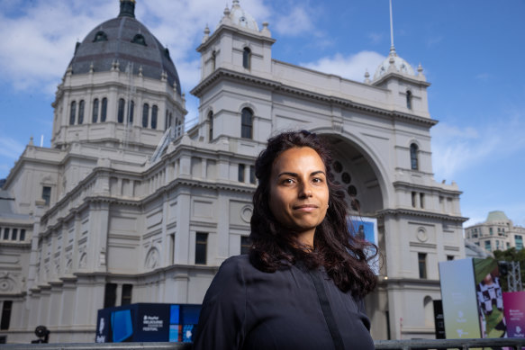 Mural restorer Harpreet Tanday said the murals in the Royal Exhibition Building are at risk of total loss. 