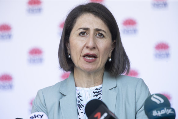 Premier Gladys Berejiklian provides a COVID 19 update on Monday.