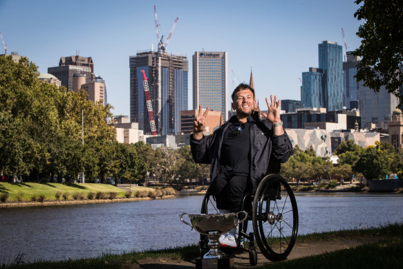 Dylan Alcott after winning the 2021 Australian Open Quad Wheelchair Singles Title.