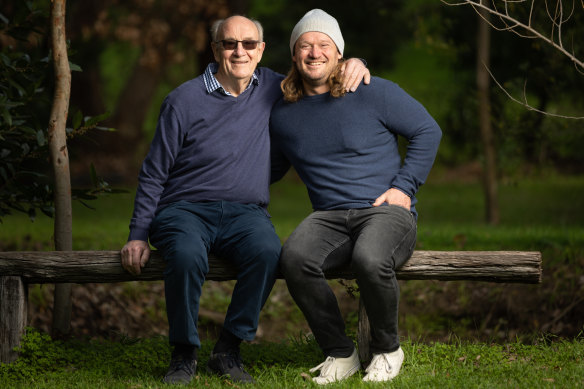 Simon Hughes and his dad David.