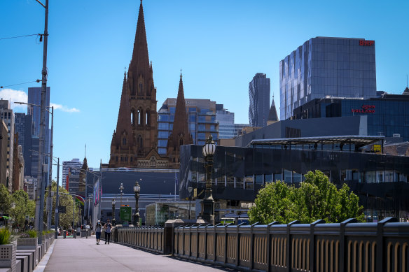 Melbourne’s CBD has been abandoned during lockdowns. 