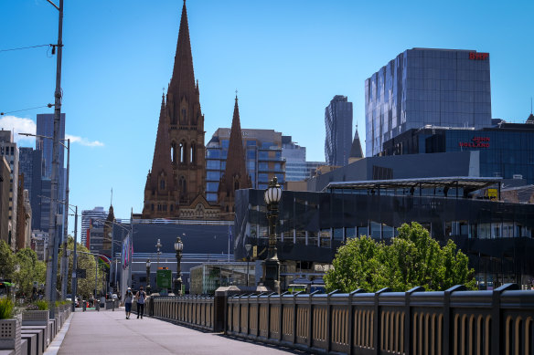 Melbourne CBD is pictured this week, deep in its sixth lockdown.