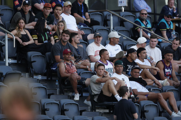 Nathan Cleary and the rest of the panthers’ first-grade side watch the NSW Cup final at Commbank Stadium.
