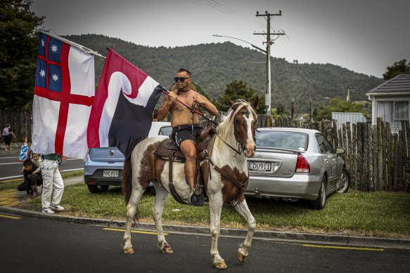 Several attendees arrived on horseback.