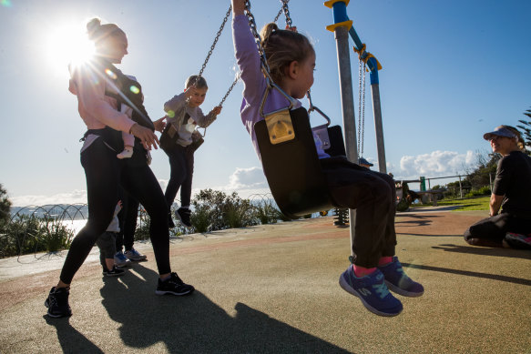 Children at Marks Park were back on the swings for the first weekend of reopening the playgrounds.