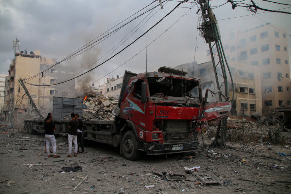 The aftermath of Israeli airstrikes on Gaza City.