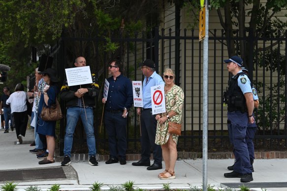 Graduates and parents of current Newington College students earlier this year protesting against the move to co-ed.