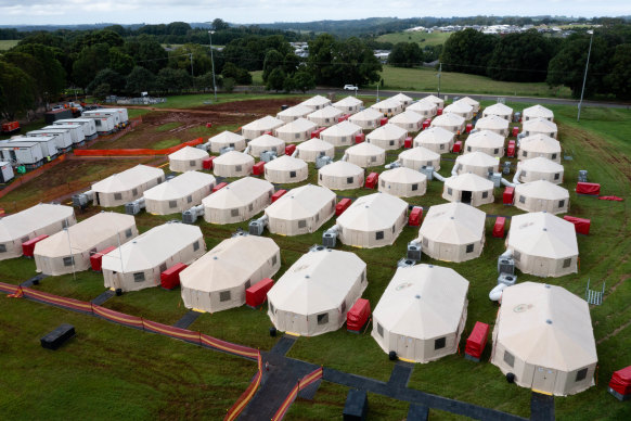 Temporary accommodation has been set up to house the Rural Fire Service volunteers and Fire and Rescue NSW as part of the SES co-ordinated response.