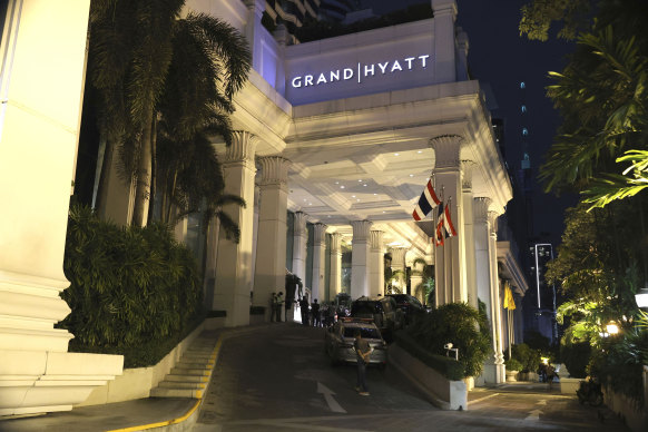 Outside the Grand Hyatt Erawan Hotel in Bangkok.
