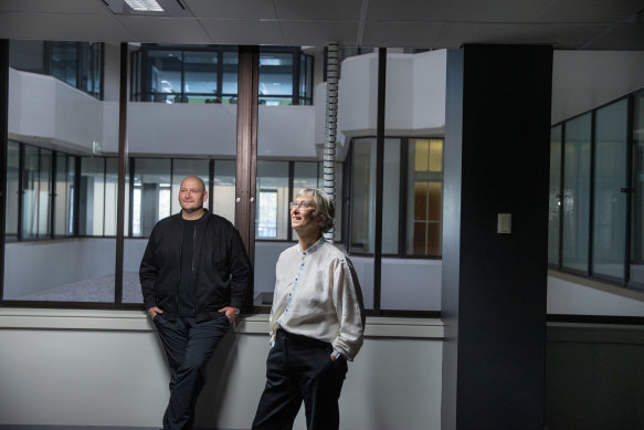 The City of Melbourne, in partnership with the Victorian government will launch a new creative hub in the CBD offering affordable and adaptive spaces for up to 100 creatives to collaborate and showcase their work. Pictured are filmmaker Emile Zile and textile artist Tamara Russell.