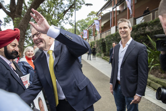 Andrew Charlton, the Labor candidate for Parramatta, with Anthony Albanese.