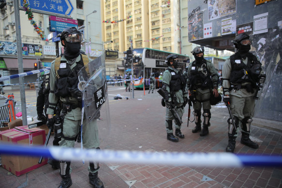 A police cordon at the scene of the morning's shooting.