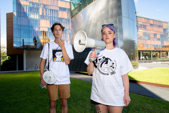 Deaglan Godwin, 23 and Maddie Clark, 22, at Sydney University.
