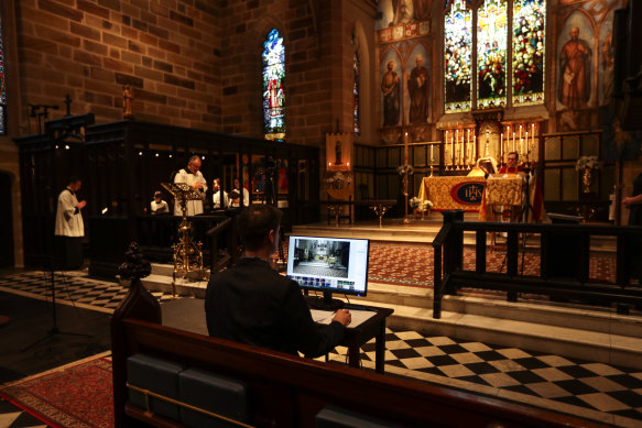 The Easter service at Christ Church St Laurence being live streamed on Sunday morning.