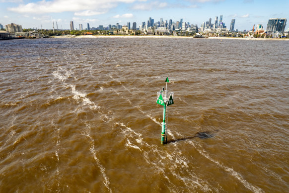 Port Phillip Bay on Wednesday, after recent rains across the state. 