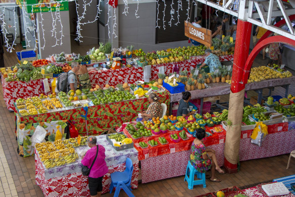 Fresh food in abundance at the Papeete market.