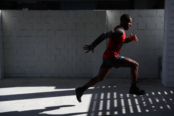 The Suns' Touk Miller trains at home.