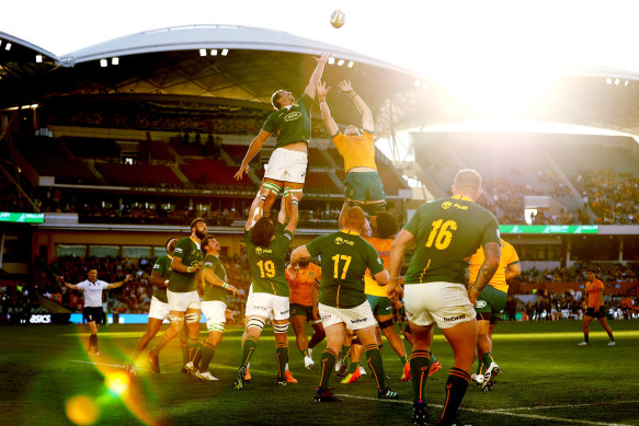 The Wallabies lose a lineout in Adelaide.